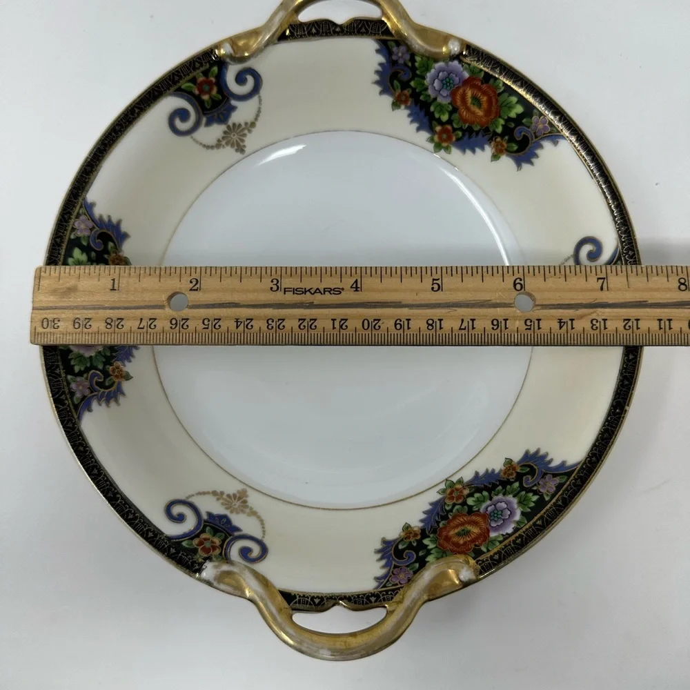 Vintage 1930's Noritake Floral Handled Cake Plate Hand-Painted Japan A4